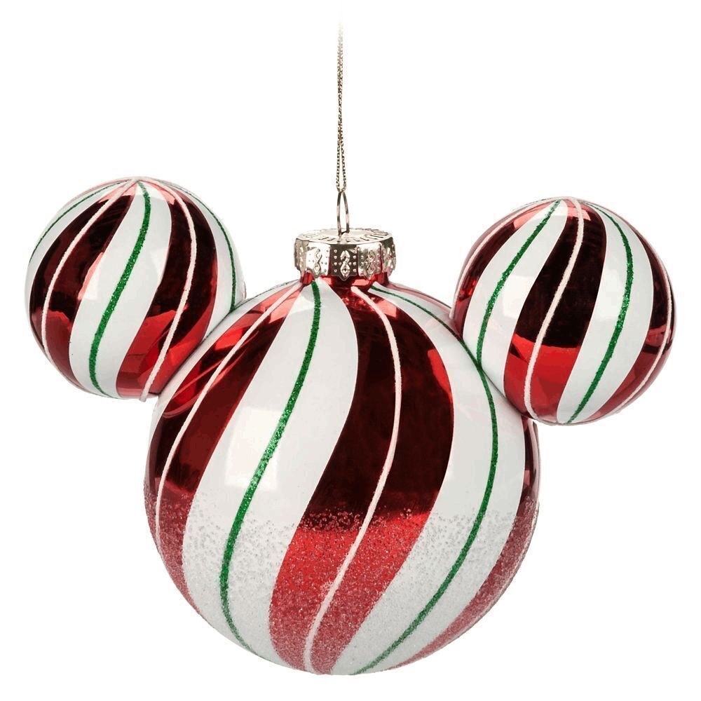 Mickey Mouse Icon Glass Ball Sketchbook Ornament Peppermint NEW Disney Christmas